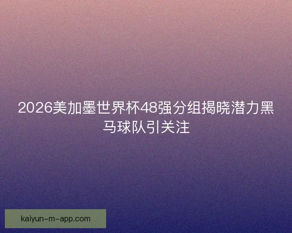 2026美加墨世界杯48强分组揭晓潜力黑马球队引关注